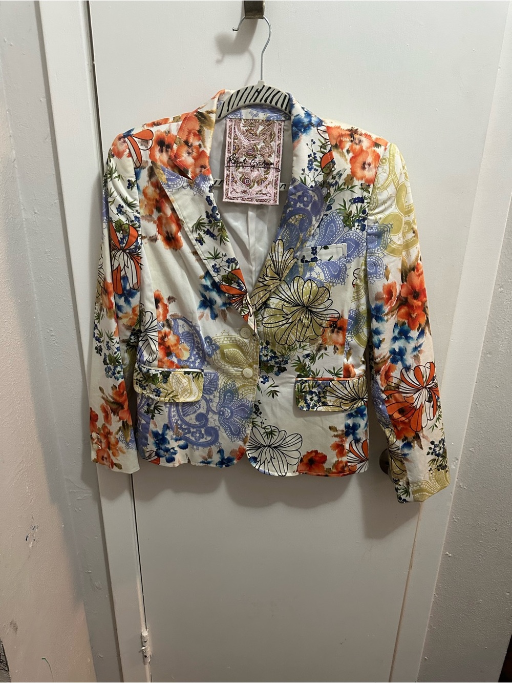 Robert Graham Floral Blazer in White with Orange, Blue & Yellow Accents